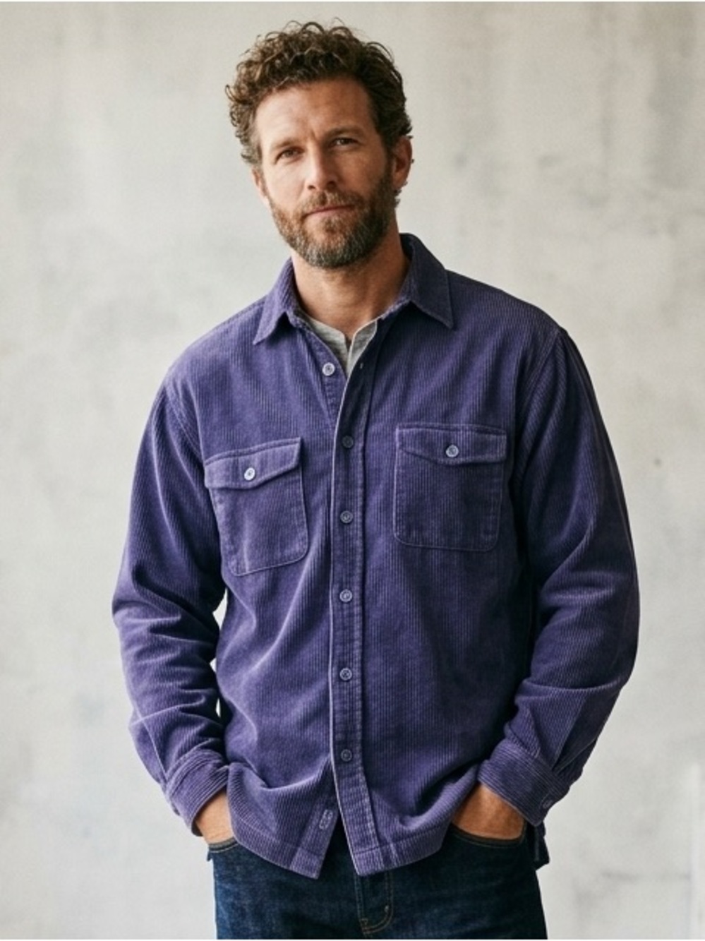 Men's Lightweight Corduroy Shirt Jacket - Purple